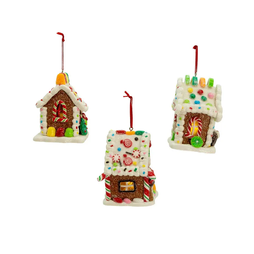 Gingerbread LED Candy House Ornament, 3.74" - Image 4