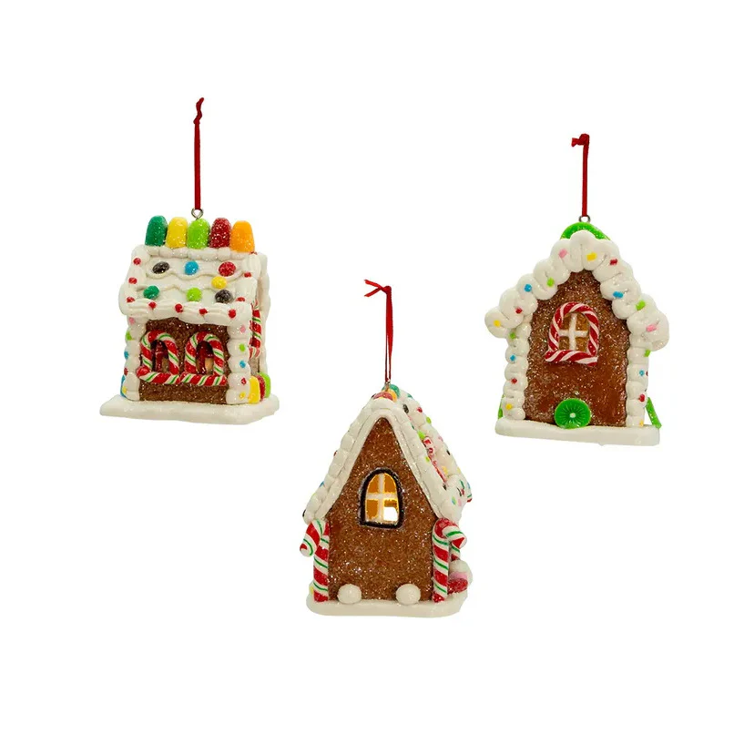 Gingerbread LED Candy House Ornament, 3.74" - Image 5