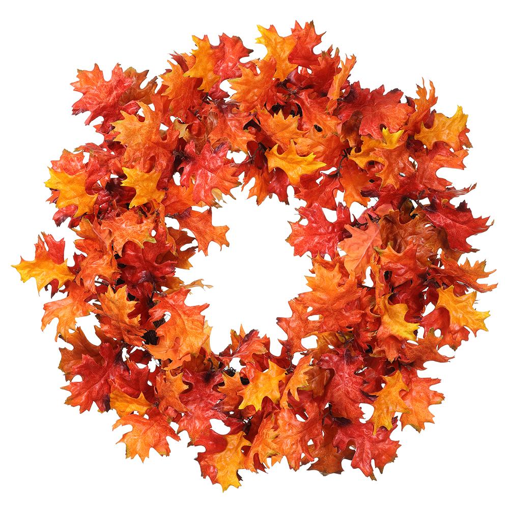 30" Oak Leaf Wreath, Orange - Image 2