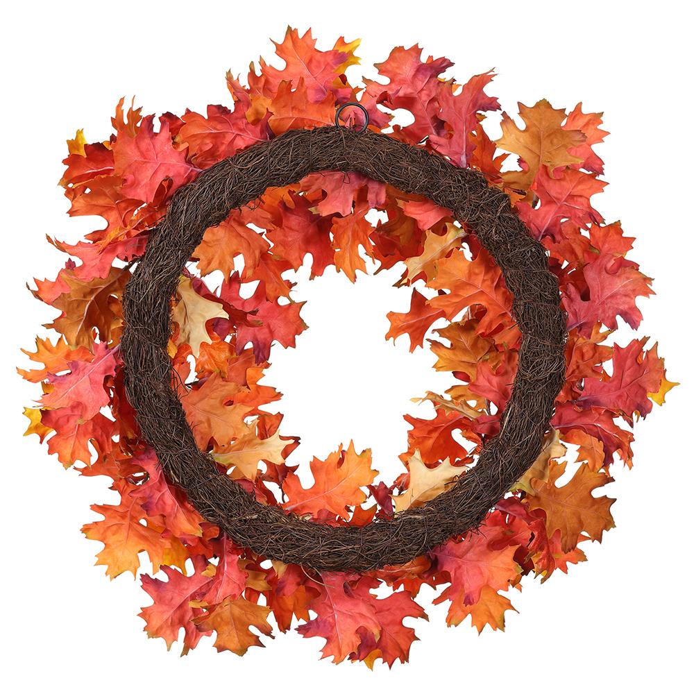 30" Oak Leaf Wreath, Orange - Image 3