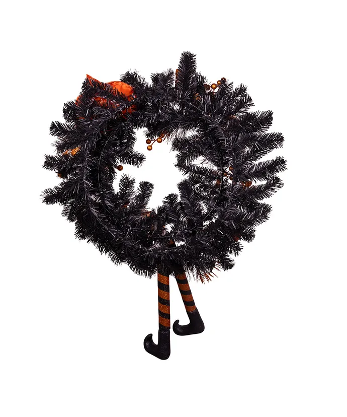 33" Orange Halloween Wreath - Image 4