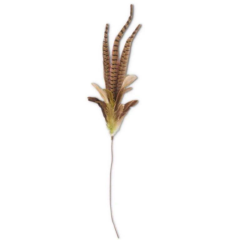 Ring Neck Feather Spray w/Green Feathers, 34"