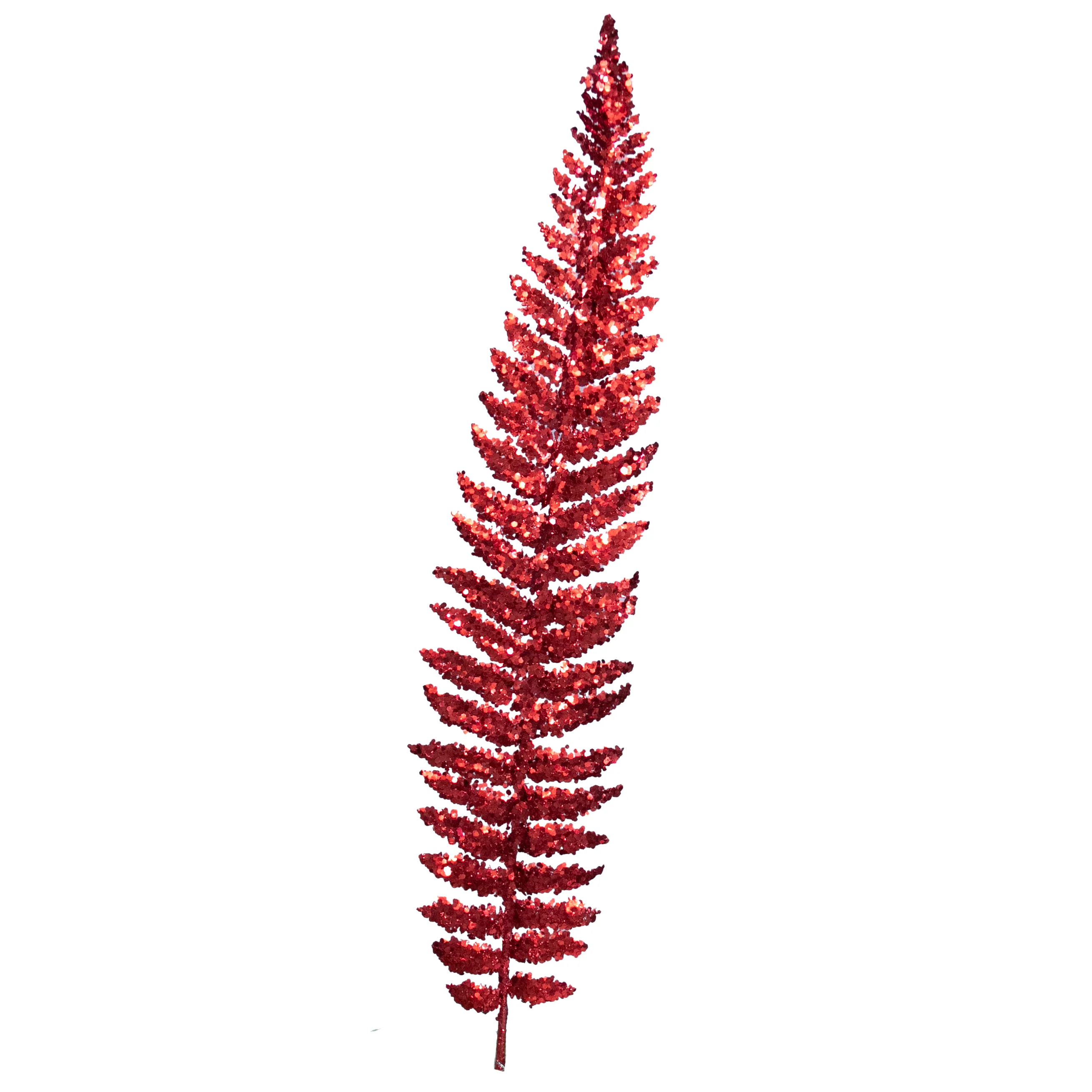 39" Glittered Fern Spray Red