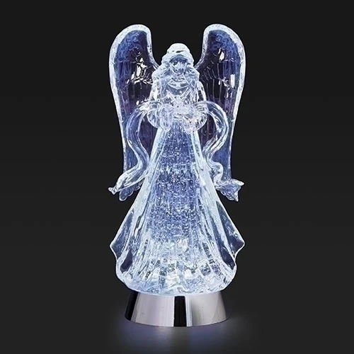 Lighted Swirl Angel Figurine w/ Dove, 13"
