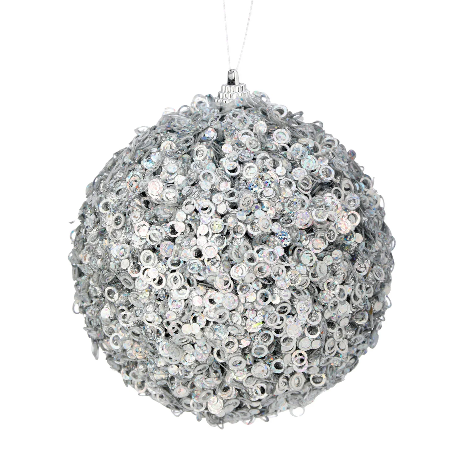 4.5" Glamour Sequin Ball Ornament (Silver)