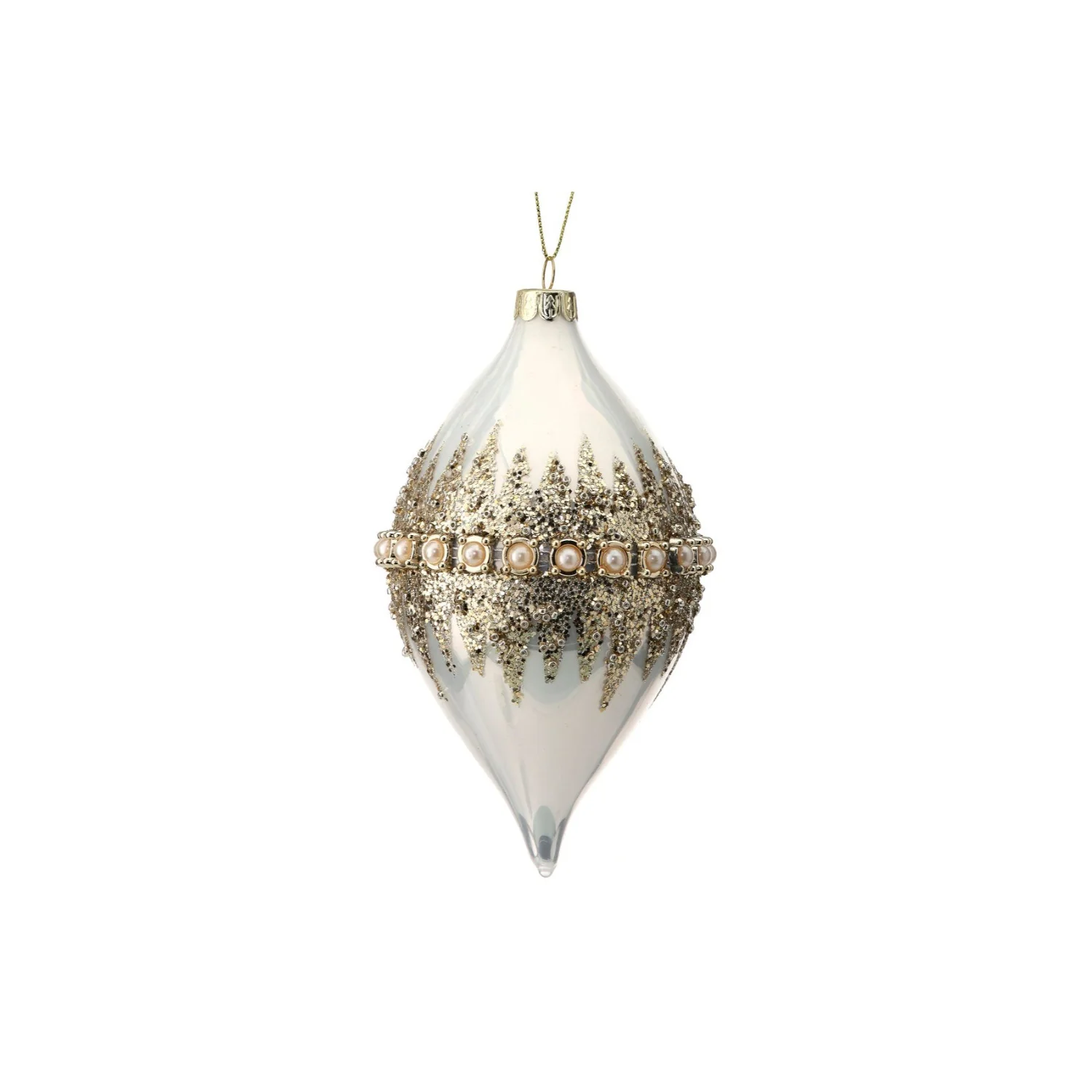 4-6" Glass Beaded Pearl Ornament (2 Styles - Sold individually) - Image 2