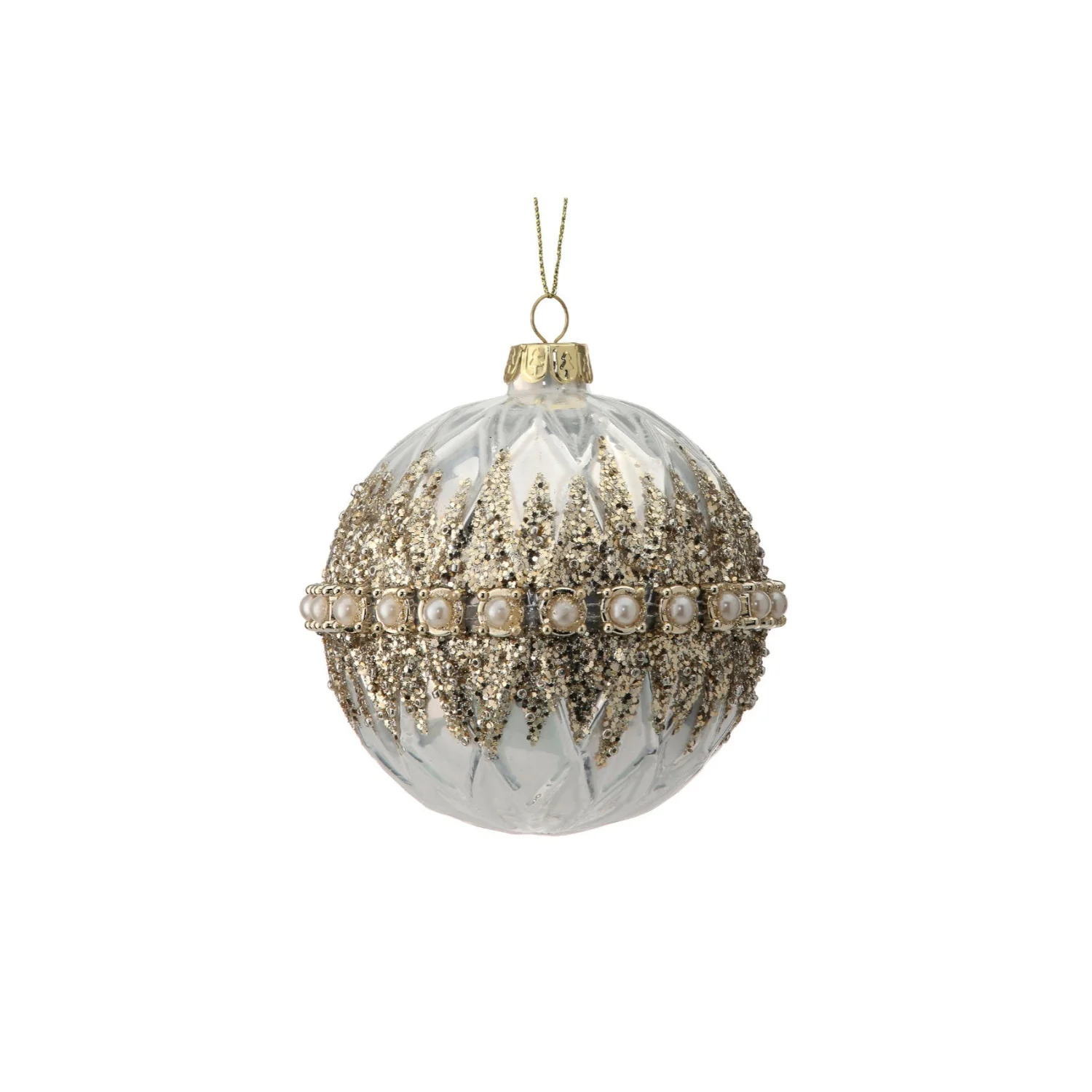 4-6" Glass Beaded Pearl Ornament (2 Styles - Sold individually) - Image 3