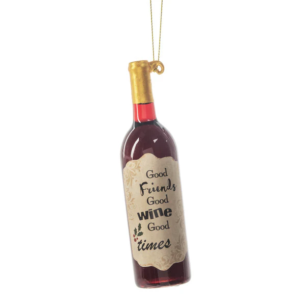 4.75"H Wine Bottle Ornaments with Label (sold individually) - Image 3