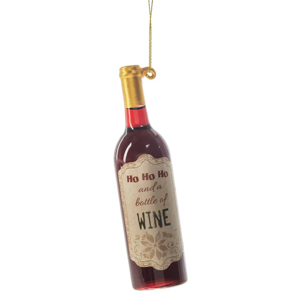 4.75"H Wine Bottle Ornaments with Label (sold individually) - Image 4