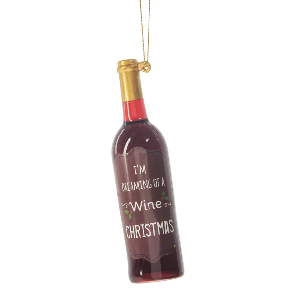 4.75"H Wine Bottle Ornaments with Label (sold individually) - Image 5