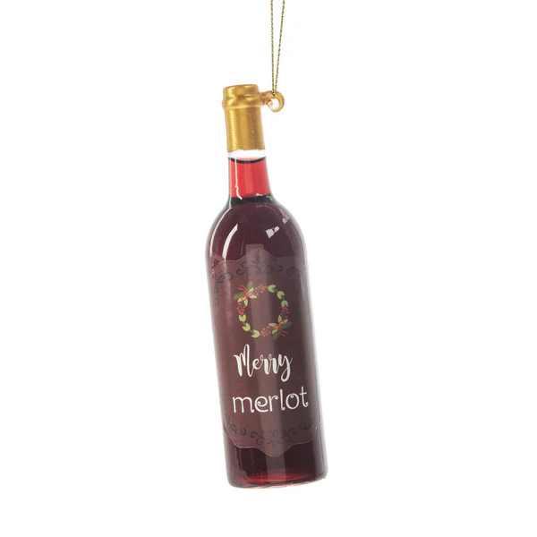 4.75"H Wine Bottle Ornaments with Label (sold individually) - Image 7