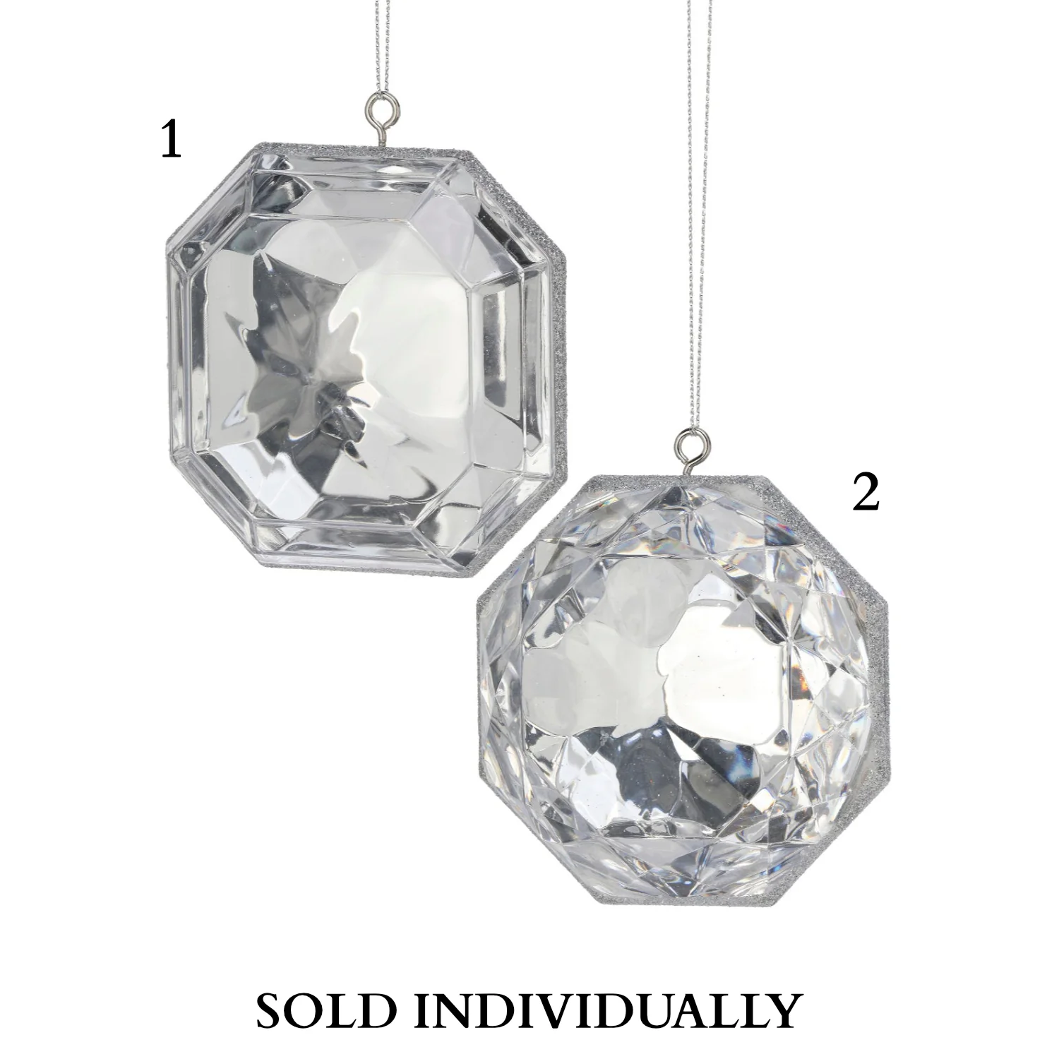 4" Acrylic Precious Gem Ornament, Clear Iridescent (2 Styles - Sold individually)