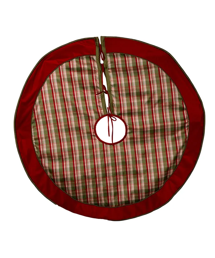 48" Dupion Plaid With Velvet Tree Skirt - Image 2