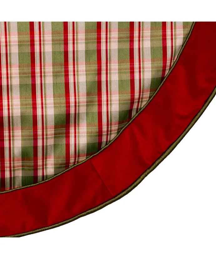 48" Dupion Plaid With Velvet Tree Skirt - Image 4