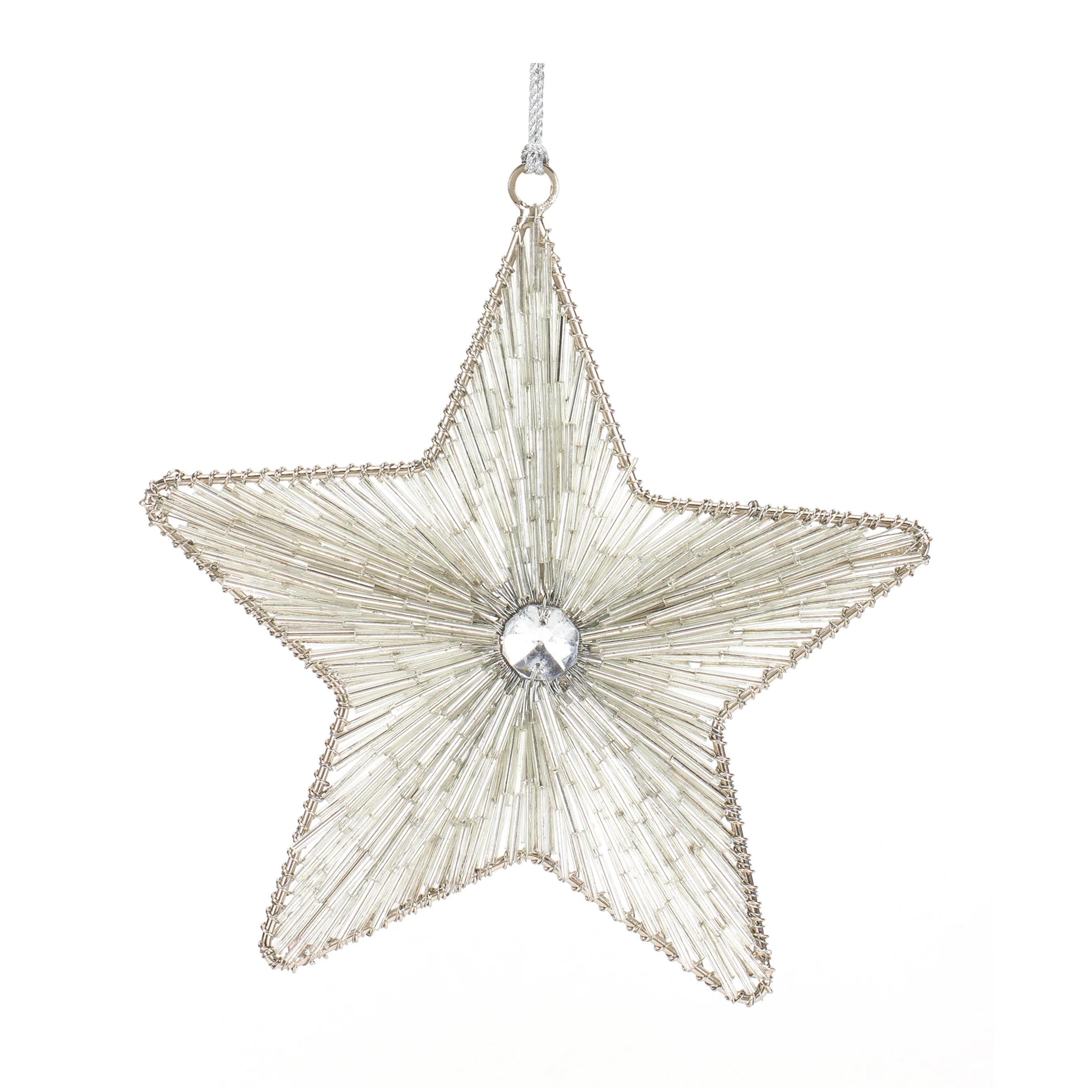 4"H or 5.75"H Star Ornament Iron/Glass Bead Ornament (sold individually) - Image 3