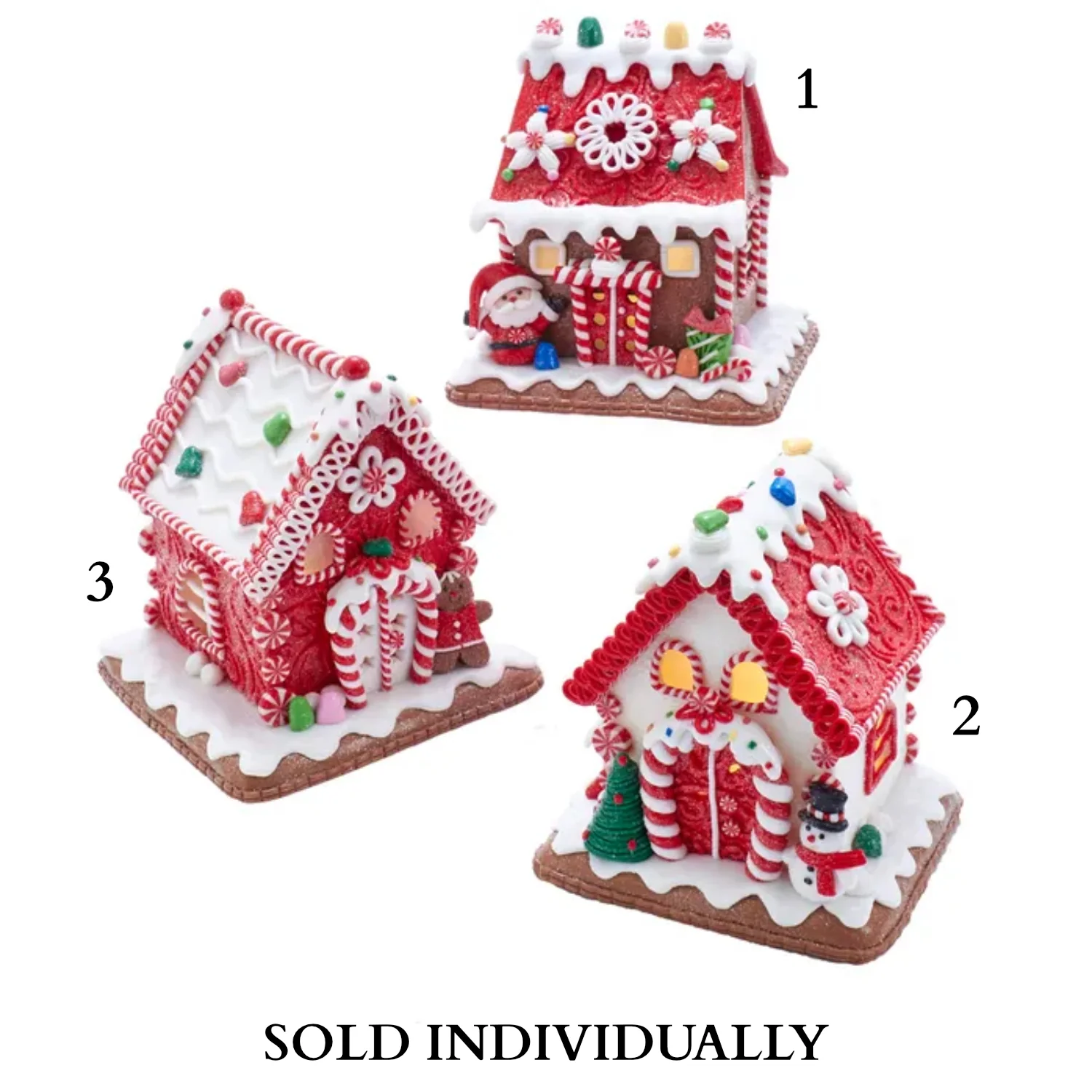 Battery-Operated LED Gingerbread Candy Houses, 5.5" (3 Styles – Sold individually)