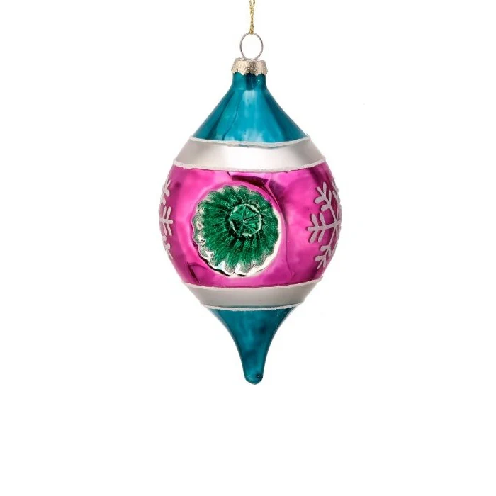Glass Reflector Onion Ornament, 5.5" (2 styles - sold individually) - Image 2