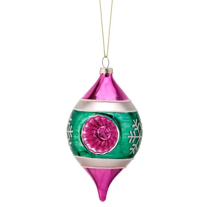 Glass Reflector Onion Ornament, 5.5" (2 styles - sold individually) - Image 3