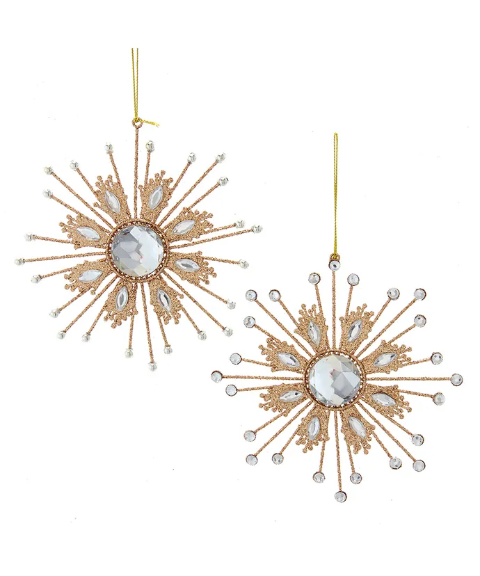 5.5" Metal Rose-Gold Snowflake Ornament (sold individually)