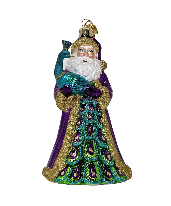 Noble Gemsâ„¢ Peacock Santa Ornament