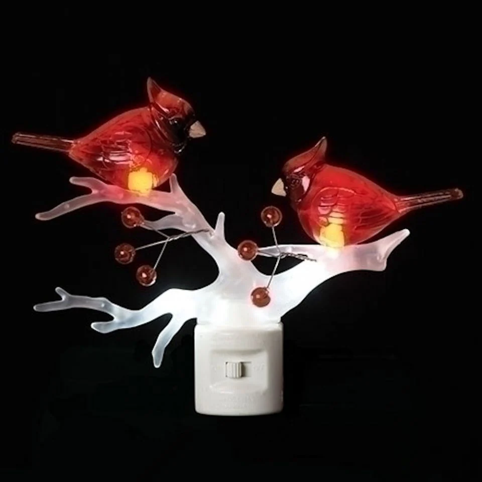 LED Cardinal on Branch Night Light, 5.5" - Image 2