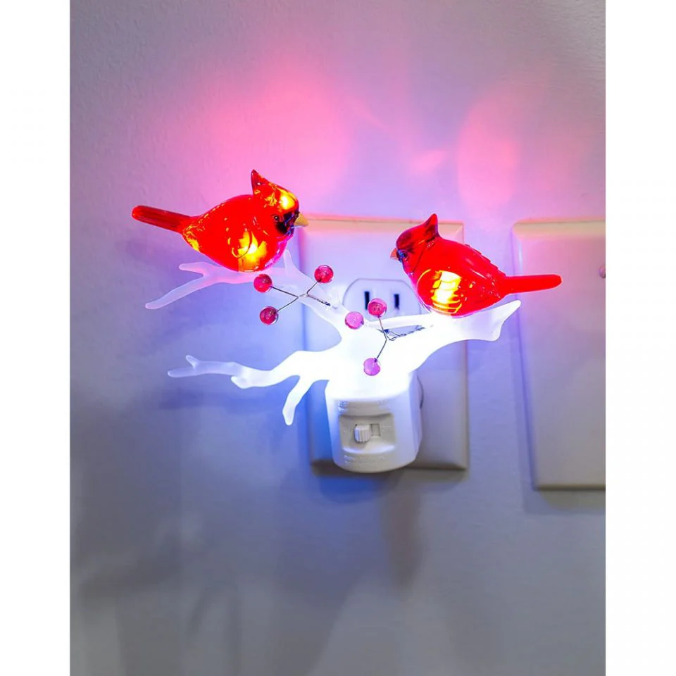 LED Cardinal on Branch Night Light, 5.5" - Image 3