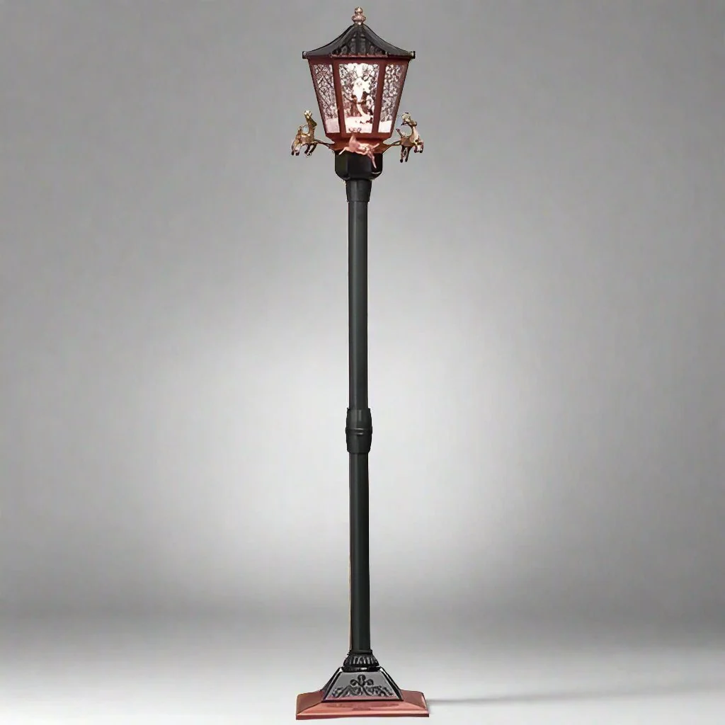 Lighted Snowing Lantern With Santa And Rotating Deer, 55"