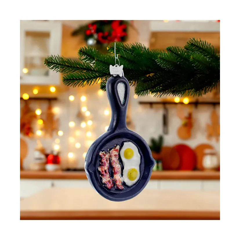 5" Noble Gems Glass Frying Pan Ornament - Image 2