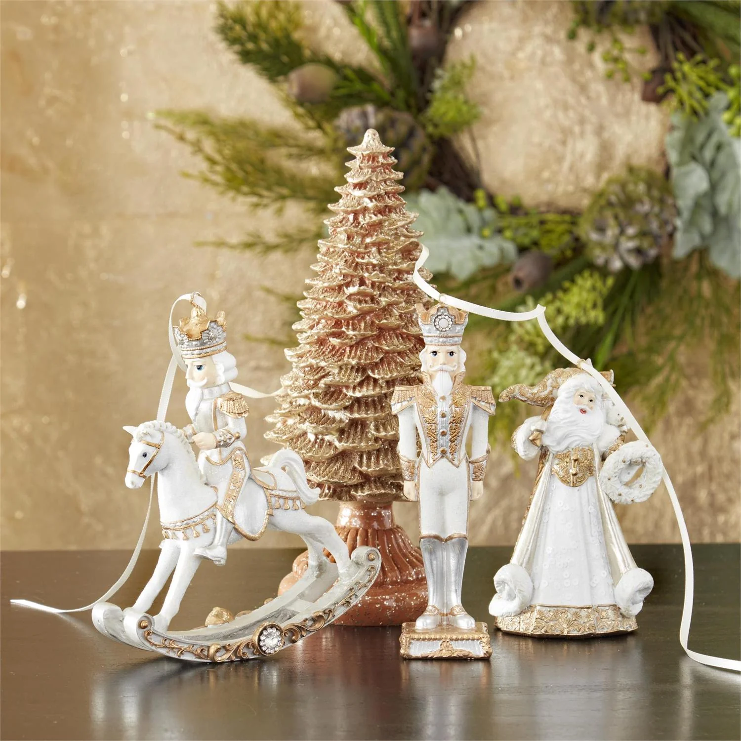White Gold & Silver Resin Nutcracker Ornament, 6.25" - Image 2