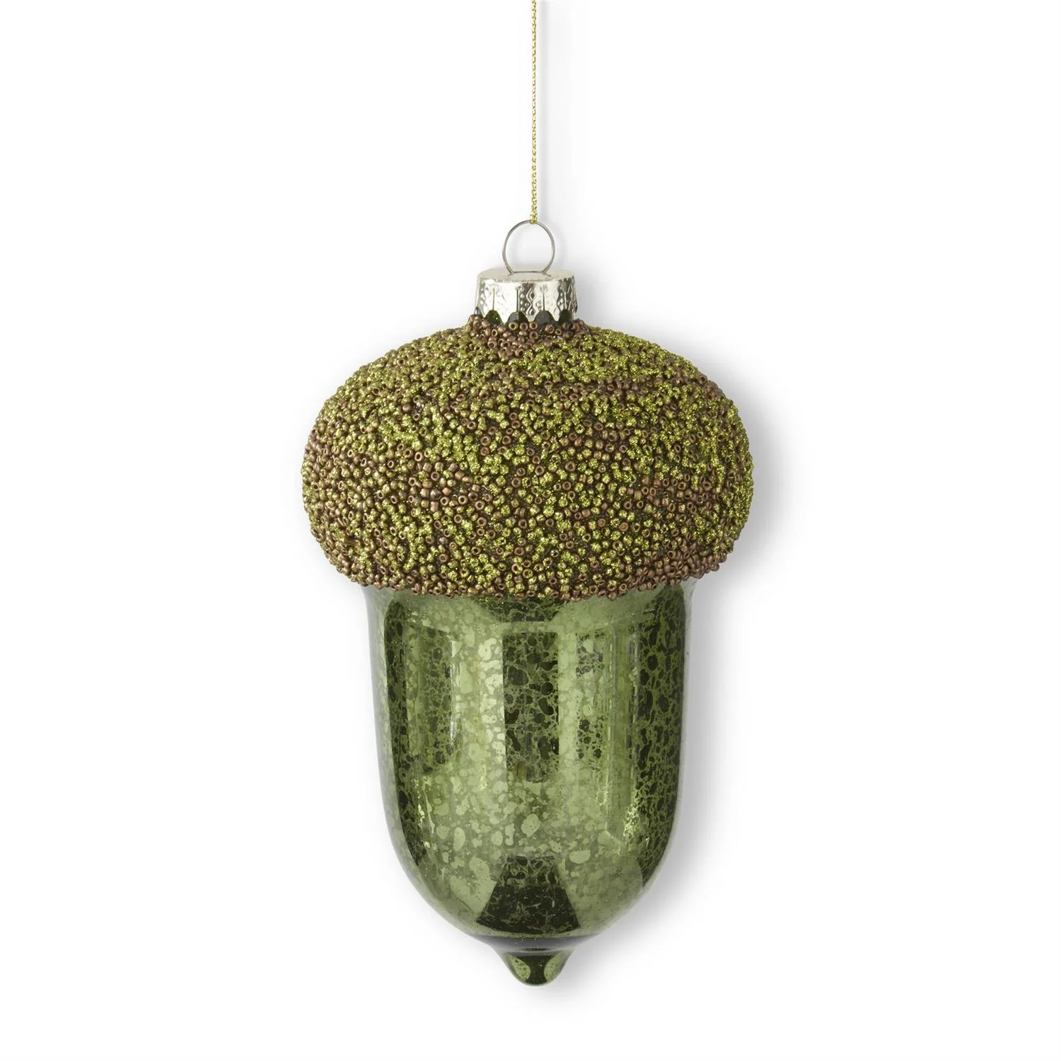 Green Mercury Glass Acorn Ornament, 6.5"