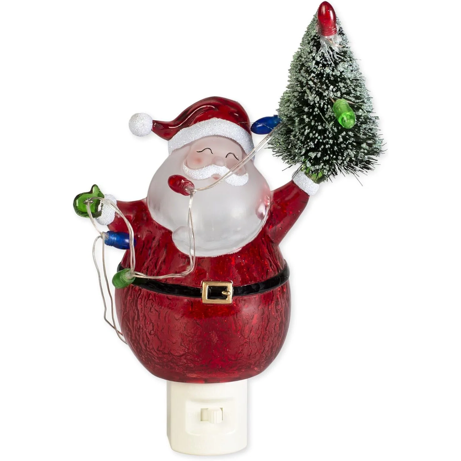 Santa W/ Tree & Christmas Lights Night Light, 6.5" - Image 3