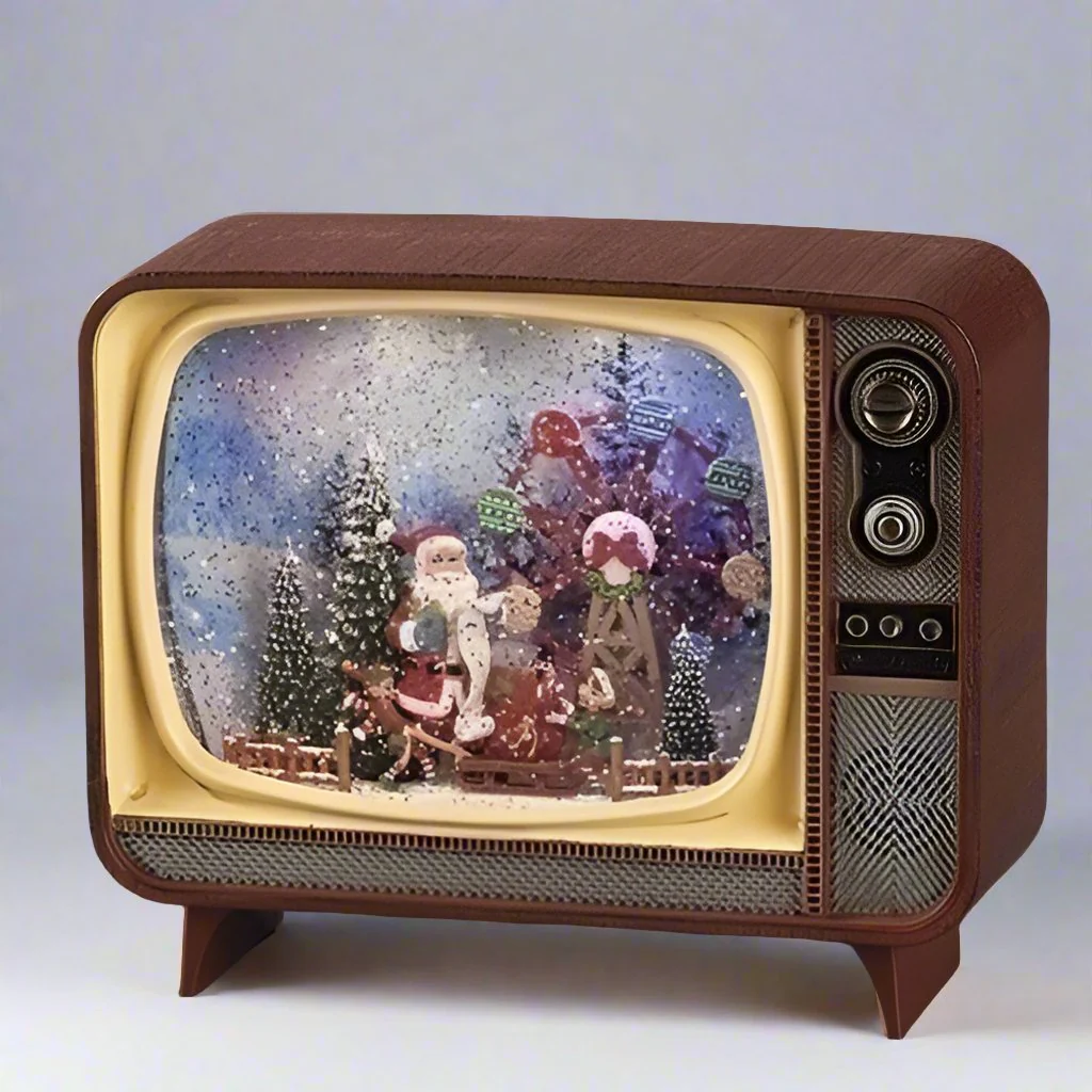 Lighted Musical Swirl TV Snow Globe W/ Santa, Elves And A Ferris Wheel, 6.75" - Image 2