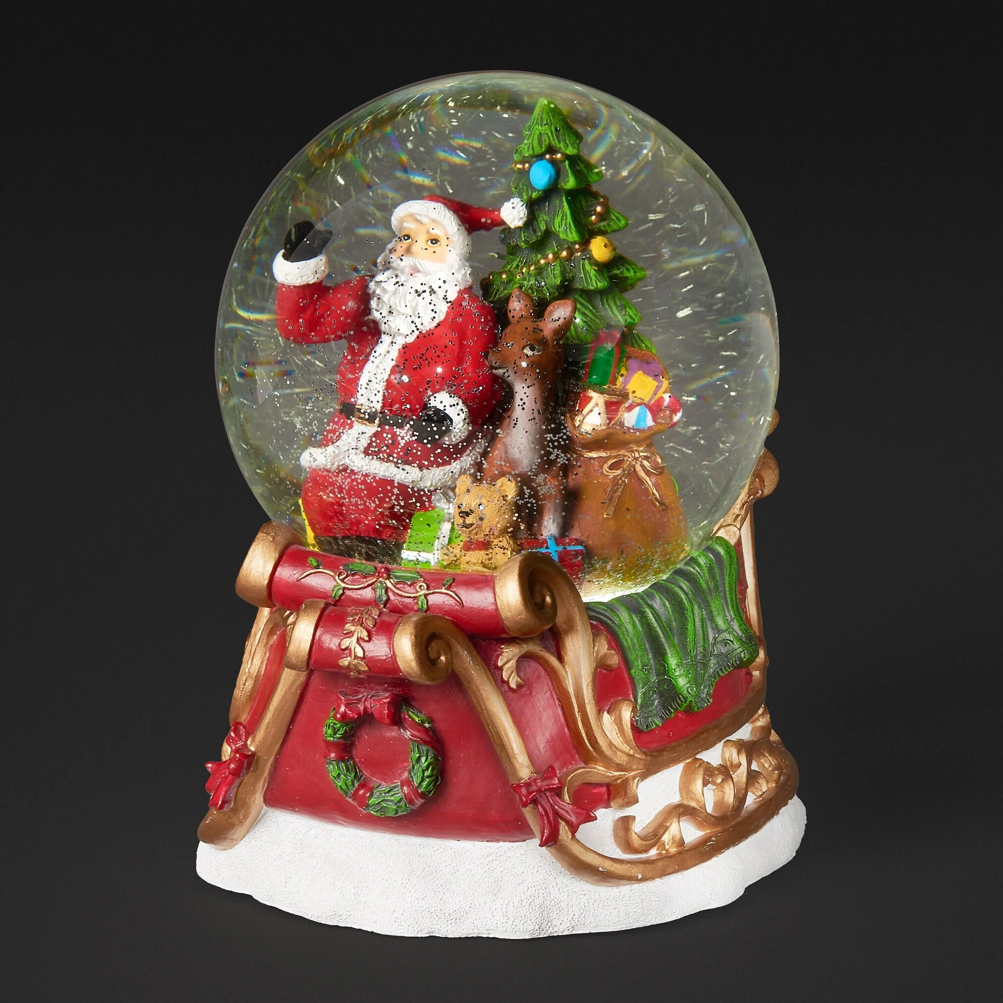 Musical LED Swirl Dome w/Santa in Sleigh, 6.7" - Image 2