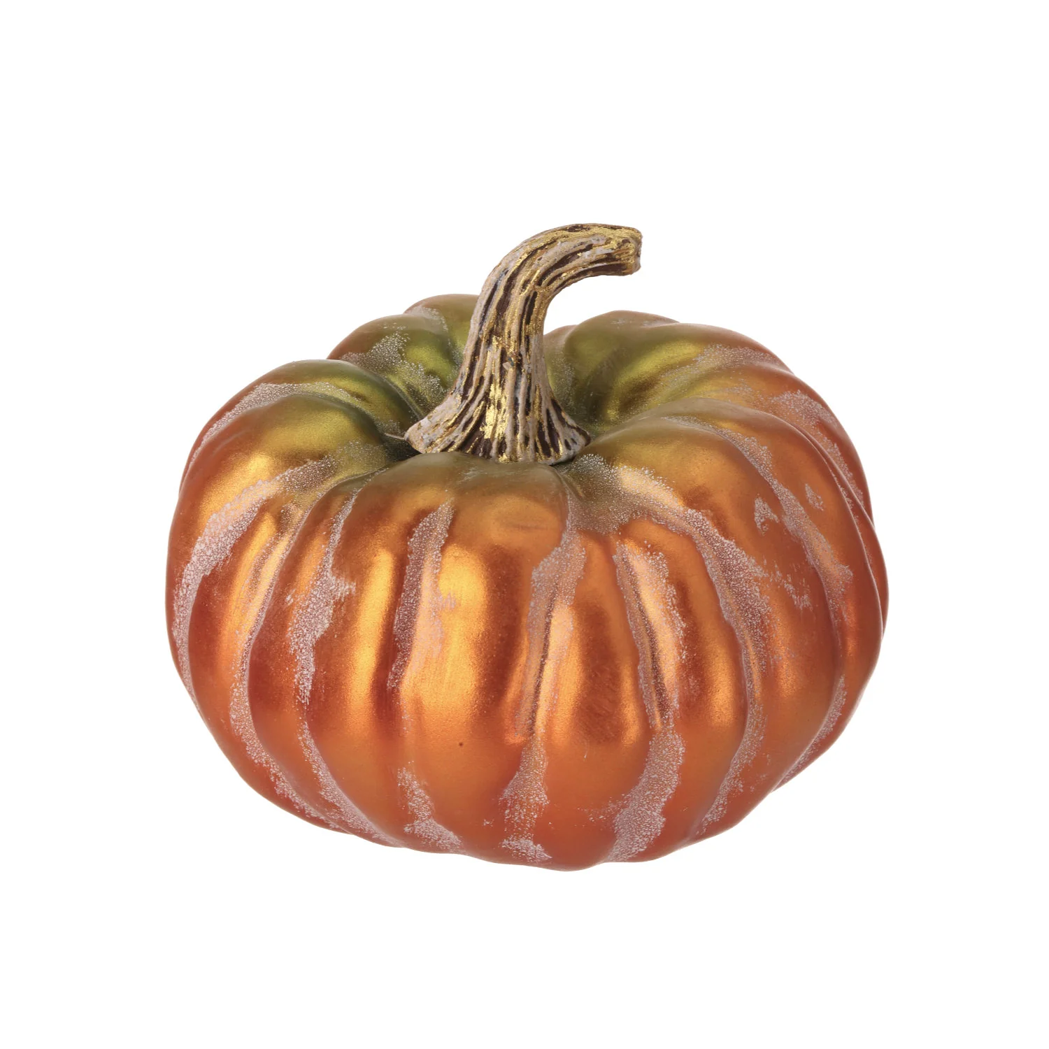 6" Metalic Autumn Latex Pumpkin (Orange/green) - Image 2