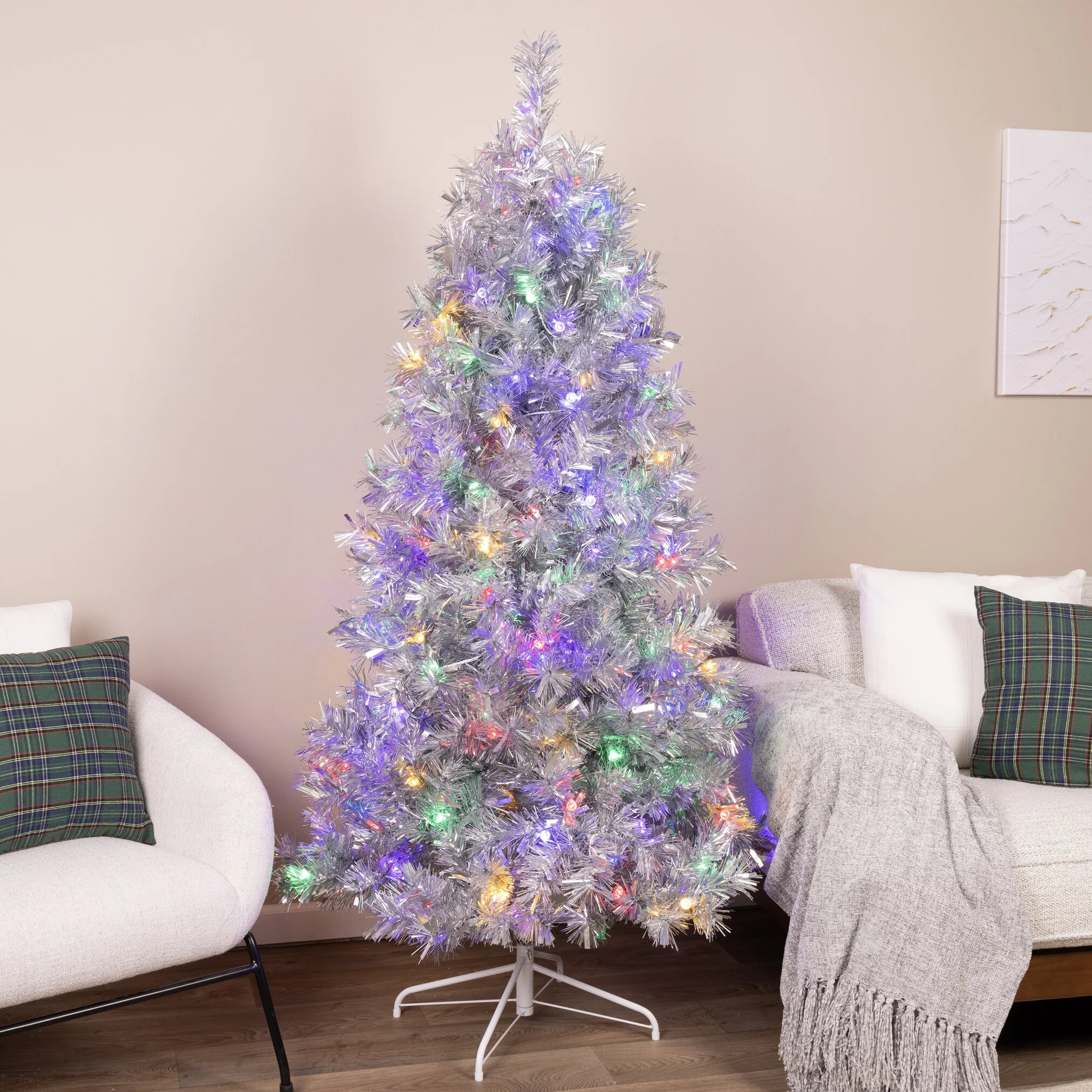 6' Silver Aluminum Tree - Reflectors