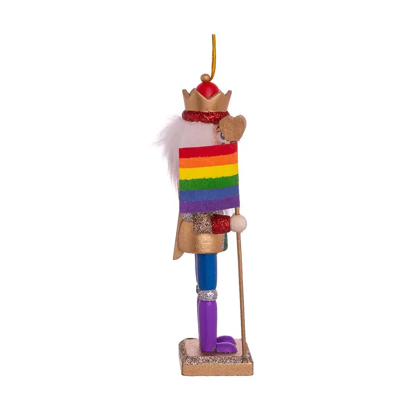 6" Wooden Gay Pride Nutcracker Ornament - Image 3