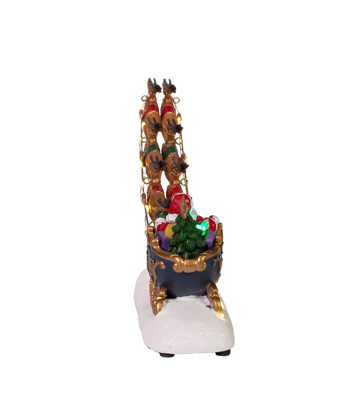 7" Battery-Operated LED Santa With Sleigh Table Piece - Image 3