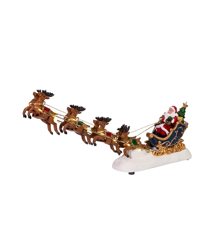 7" Battery-Operated LED Santa With Sleigh Table Piece - Image 4