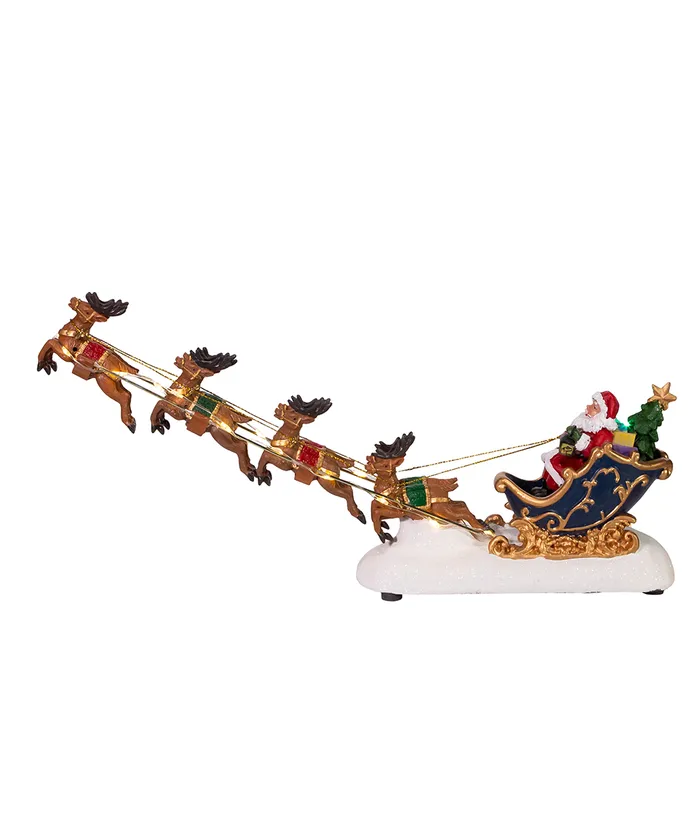7" Battery-Operated LED Santa With Sleigh Table Piece - Image 6