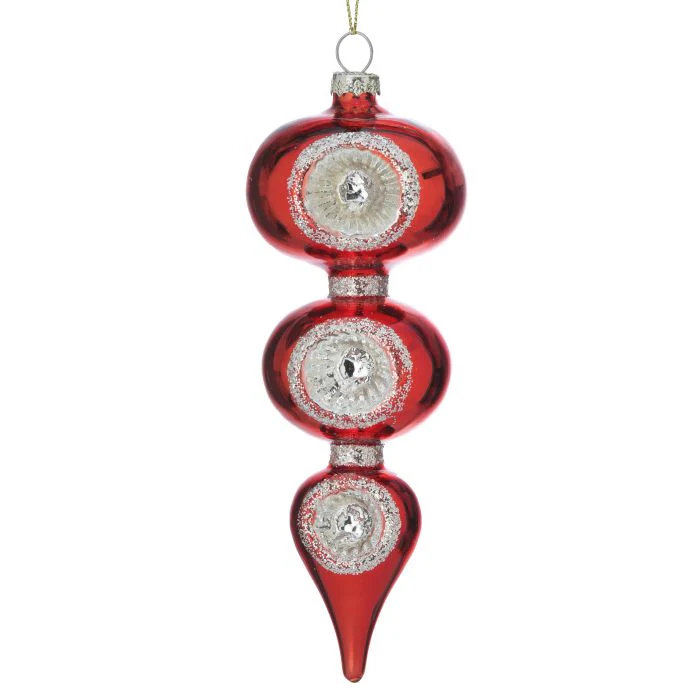 Glass Reflector Vintage Finial Ornament, 7"