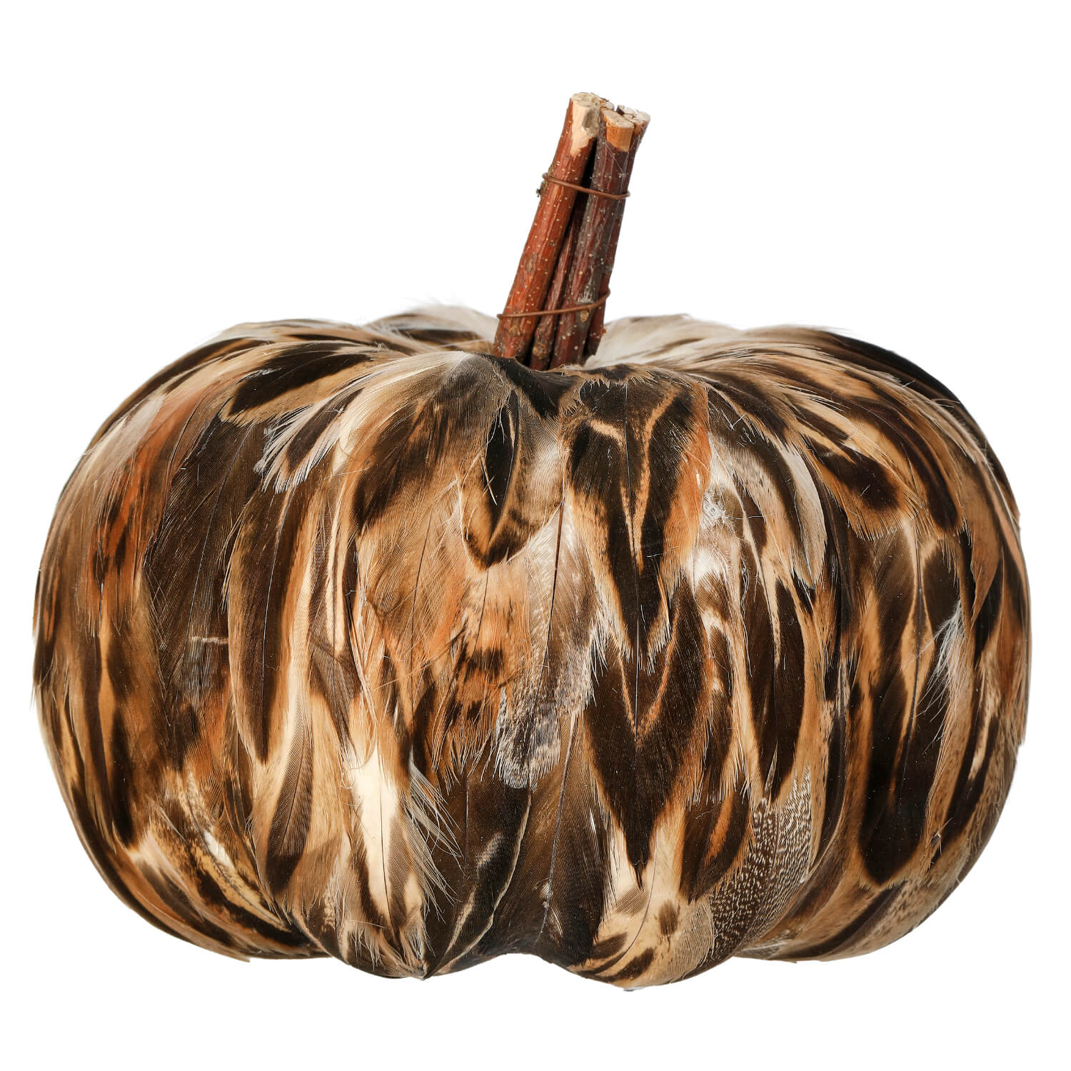 Natural Feather Pumpkin, 7"