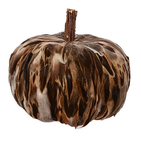 Natural Feather Pumpkin, 7" - Image 2