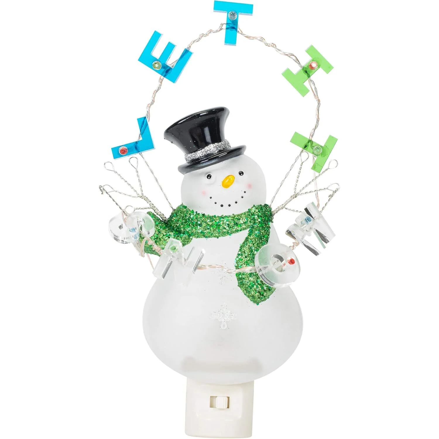 LED Snowman Night Light With "Let It Snow" Banner, 8.25"
