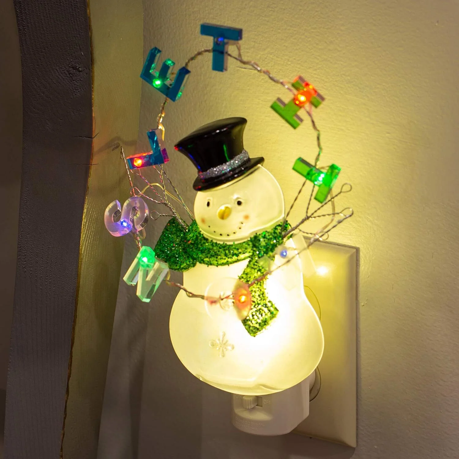 LED Snowman Night Light With "Let It Snow" Banner, 8.25" - Image 2