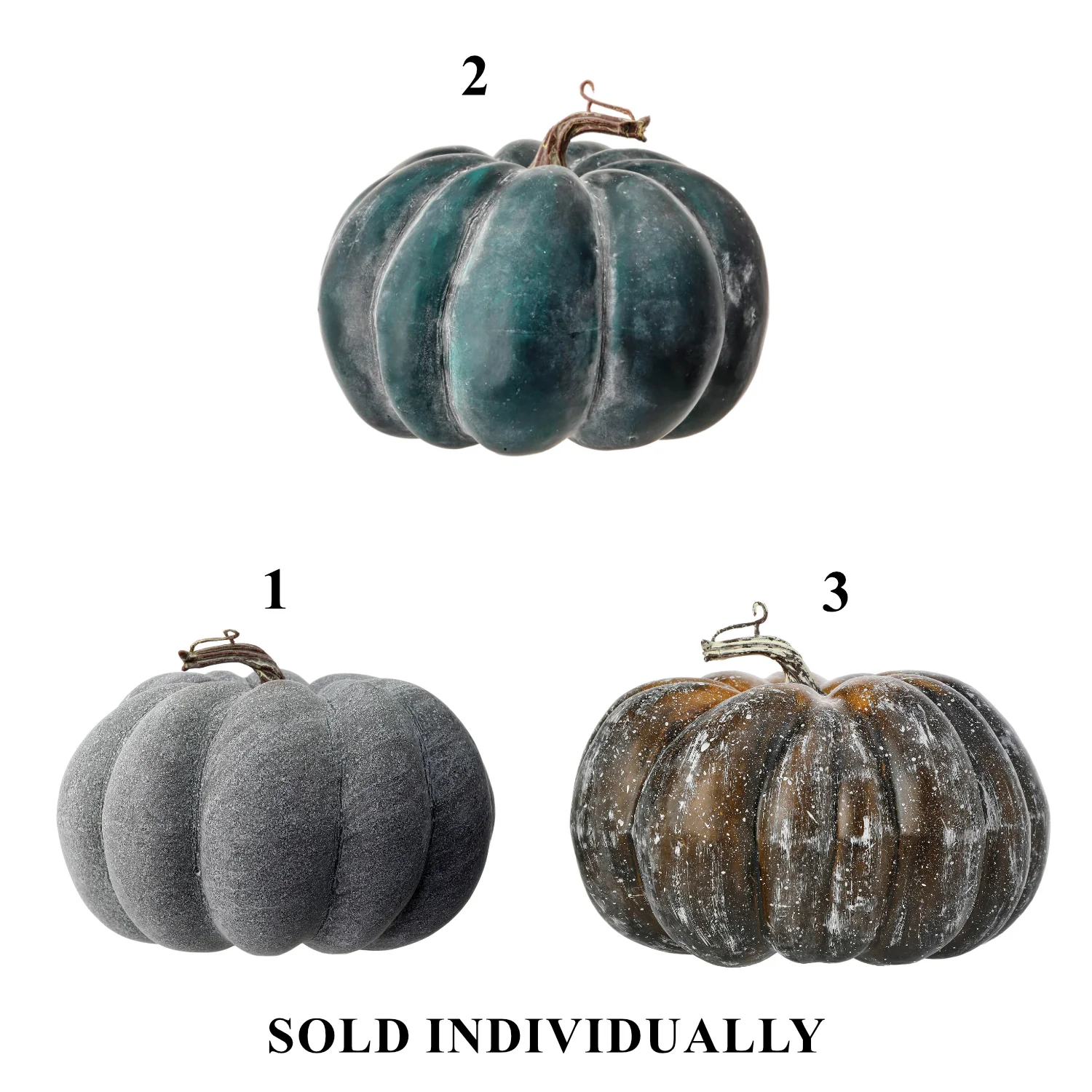 Waterproof Weathered Pumpkin w/Stem, 8" (3 styles - sold individually)