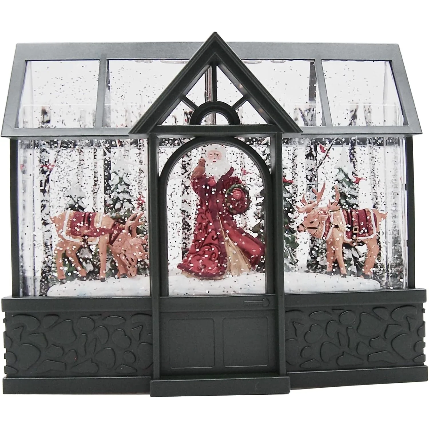 Lighted Swirl Greenhouse W/ Santa And Reindeer, 8" - Image 4