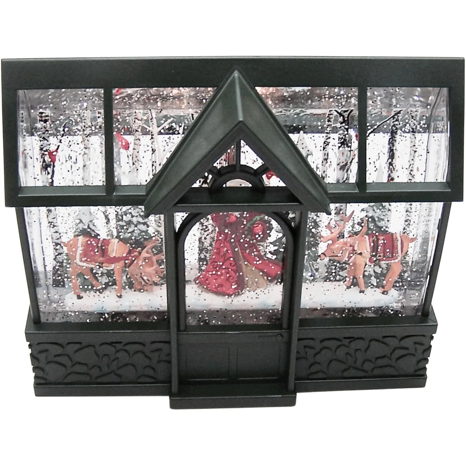 Lighted Swirl Greenhouse W/ Santa And Reindeer, 8" - Image 5