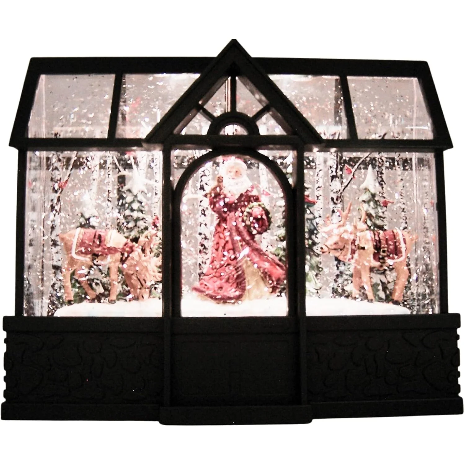 Lighted Swirl Greenhouse W/ Santa And Reindeer, 8" - Image 7