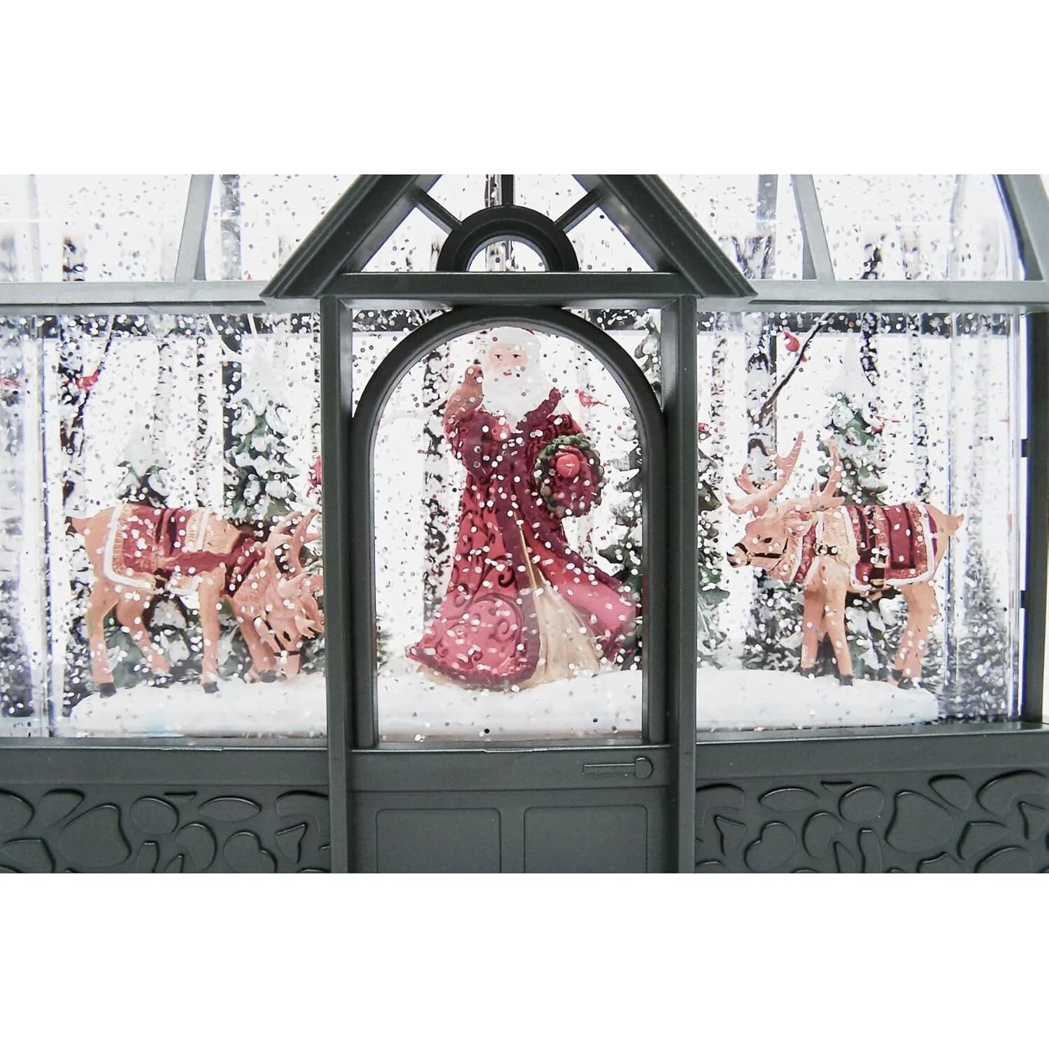 Lighted Swirl Greenhouse W/ Santa And Reindeer, 8" - Image 8