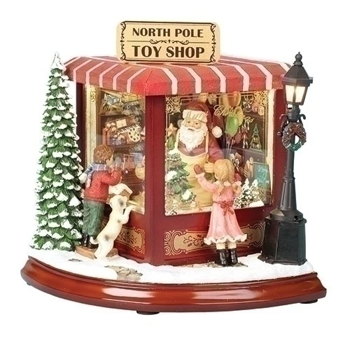 Santa's North Pole LED Music Box, 8"